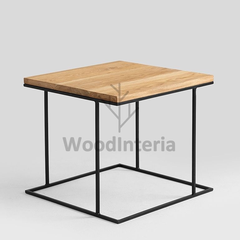 фото журнальный столик oak tetragon 50 в интерьере лофт эко | WoodInteria