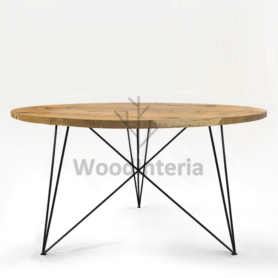 фото обеденный стол oak rod round в интерьере лофт эко | WoodInteria