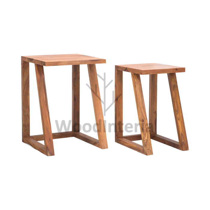 фото пара приставных столиков solid oak в интерьере лофт эко | WoodInteria