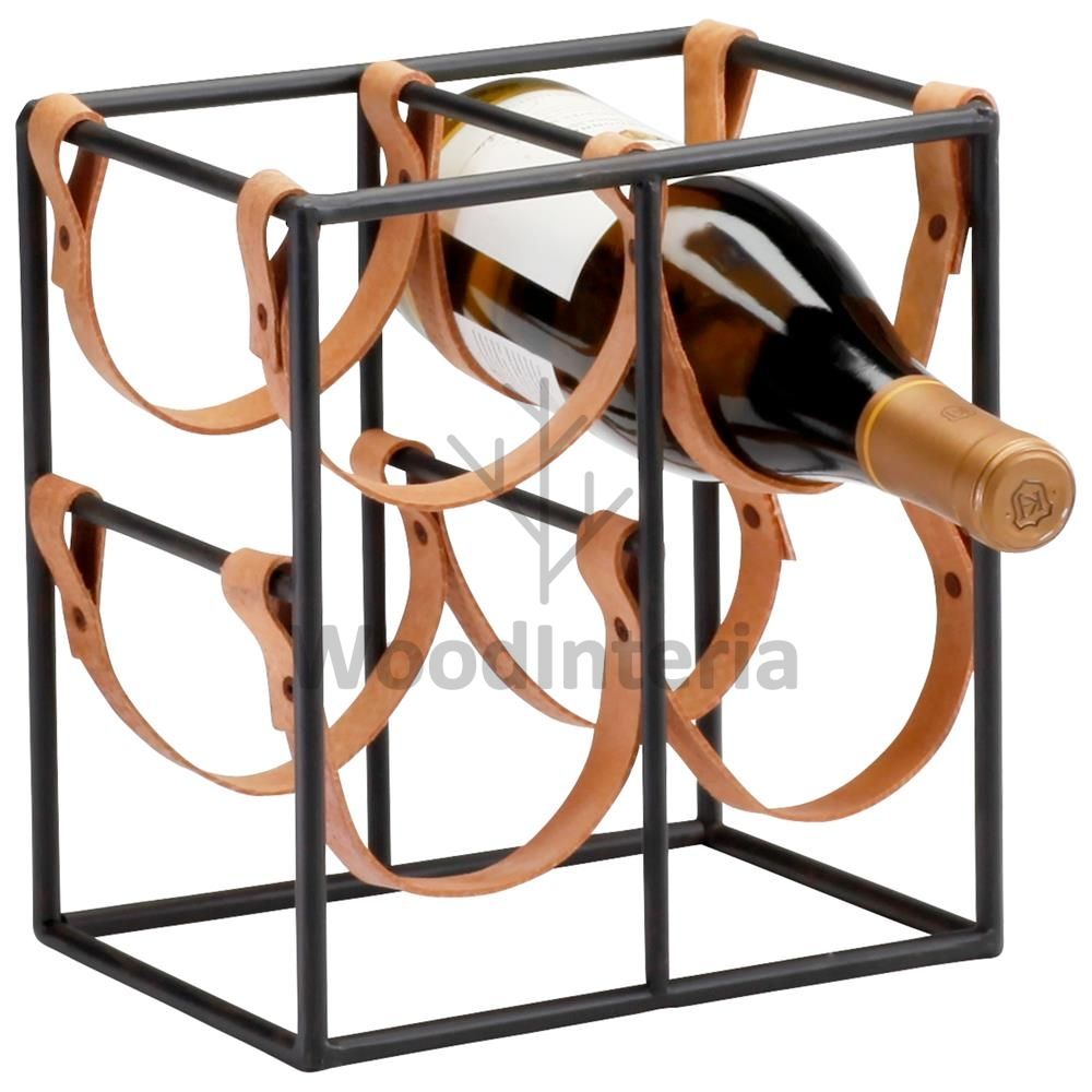 фото стеллаж для вина leather wine 4 в интерьере лофт эко | WoodInteria