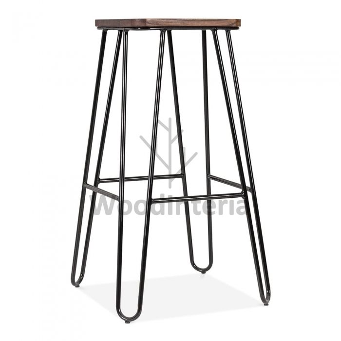 фото барный стул hairpin square barstool 75 в интерьере лофт эко | WoodInteria