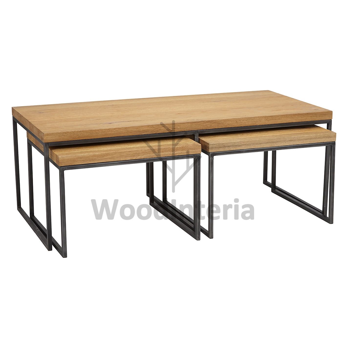 журнальный столик loft industrial oak qubris trio в стиле лофт индастриал WoodInteria