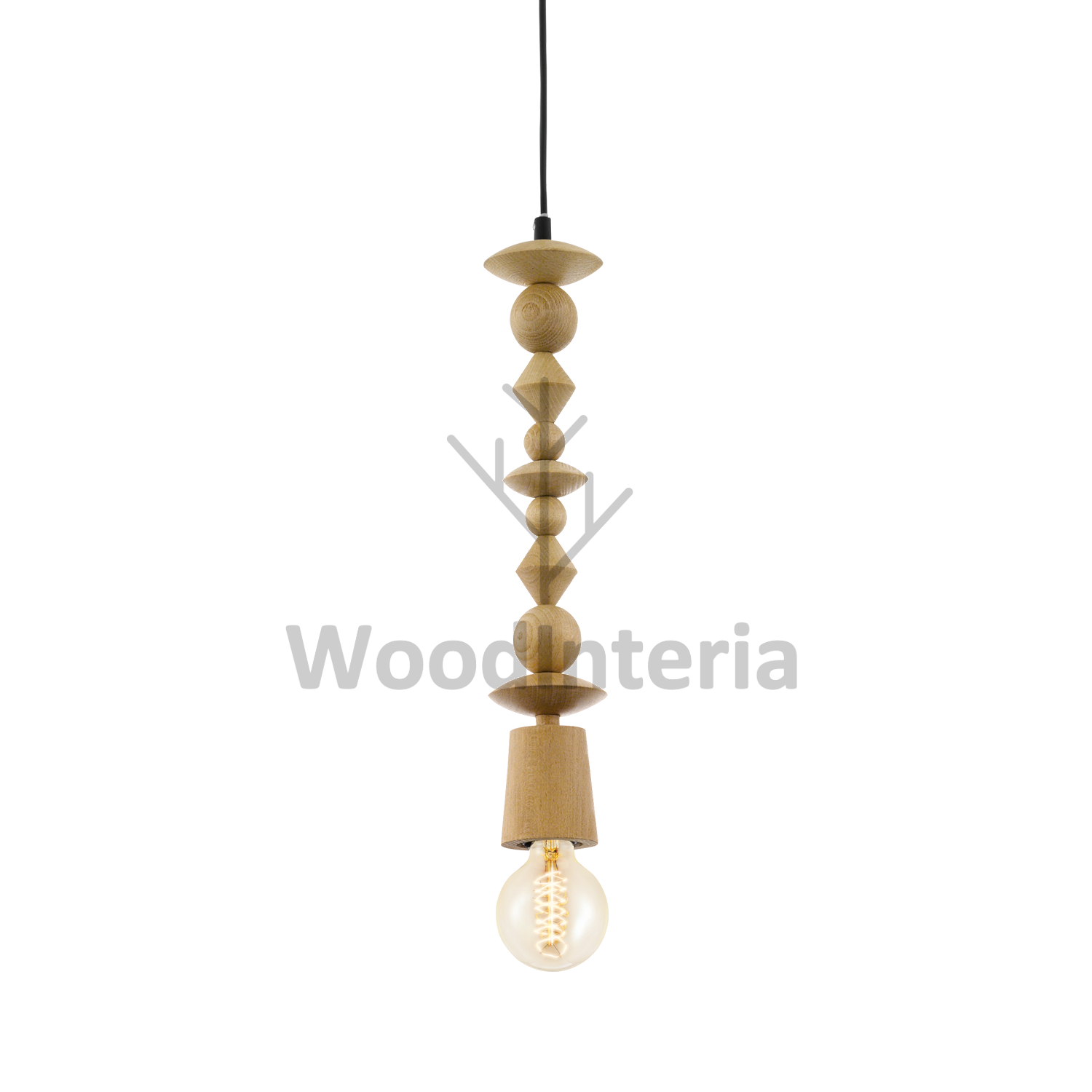 фото подвесной светильник beads pyramid natural в скандинавском интерьере лофт эко | WoodInteria