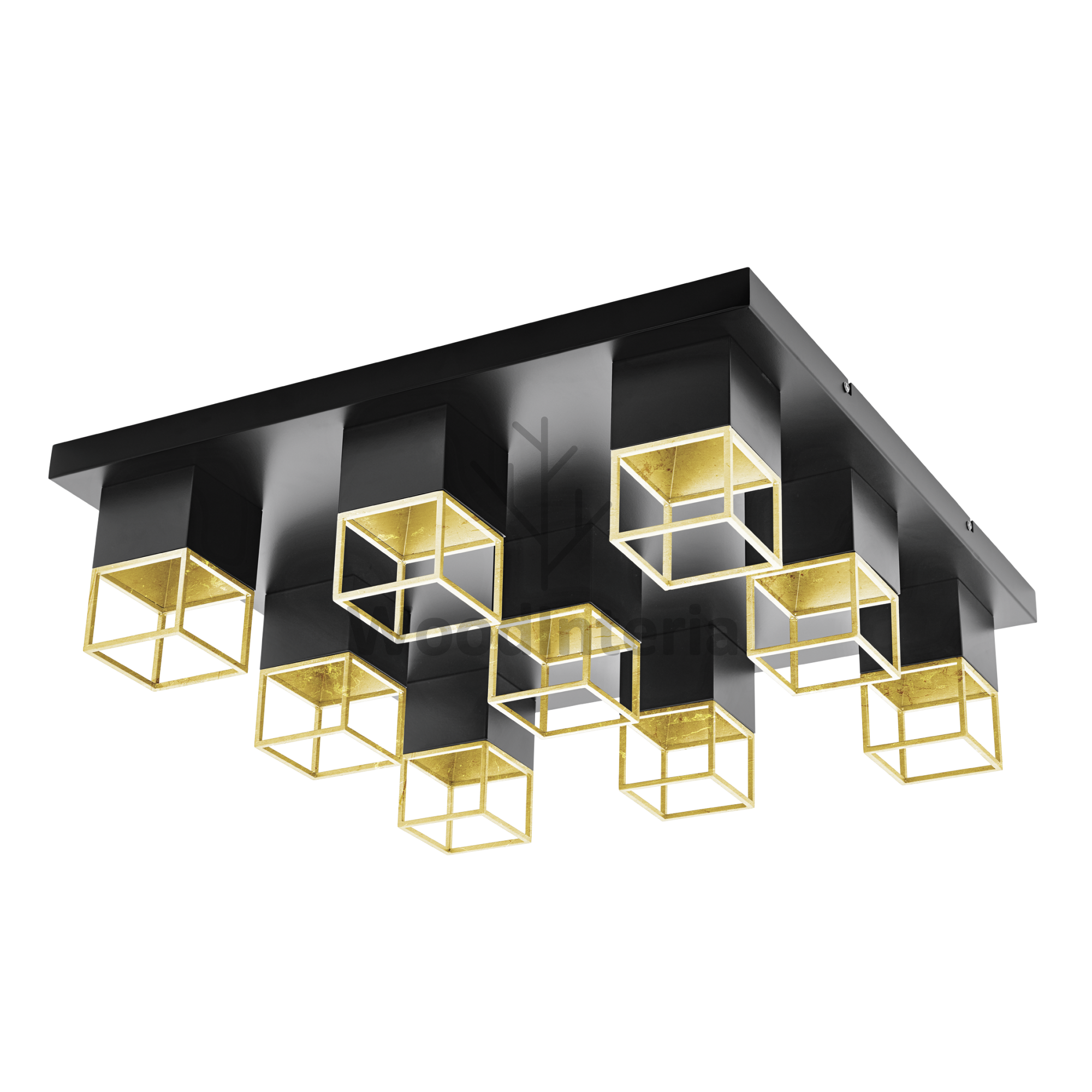 фото потолочный светильник black cubes 9 в скандинавском интерьере лофт эко | WoodInteria