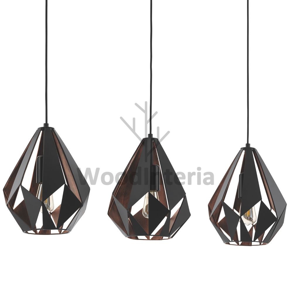 фото подвесной светильник corners copper 3 в скандинавском интерьере лофт эко | WoodInteria