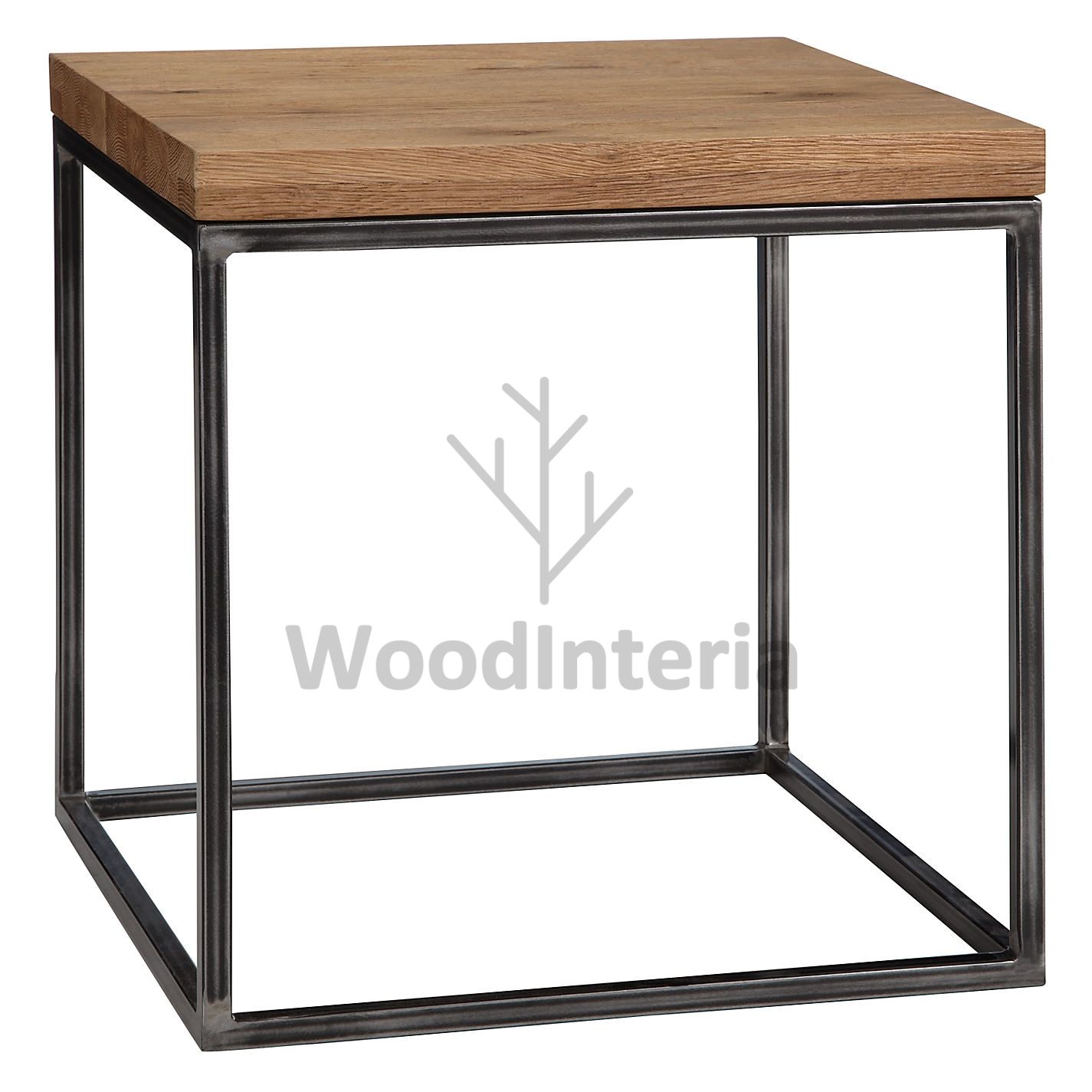 фото журнальный столик loft industrial oak qubris mini в интерьере лофт эко | WoodInteria