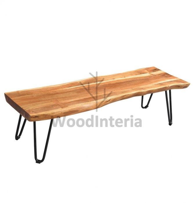 фото банкетка hairpin slab bench в интерьере лофт эко | WoodInteria