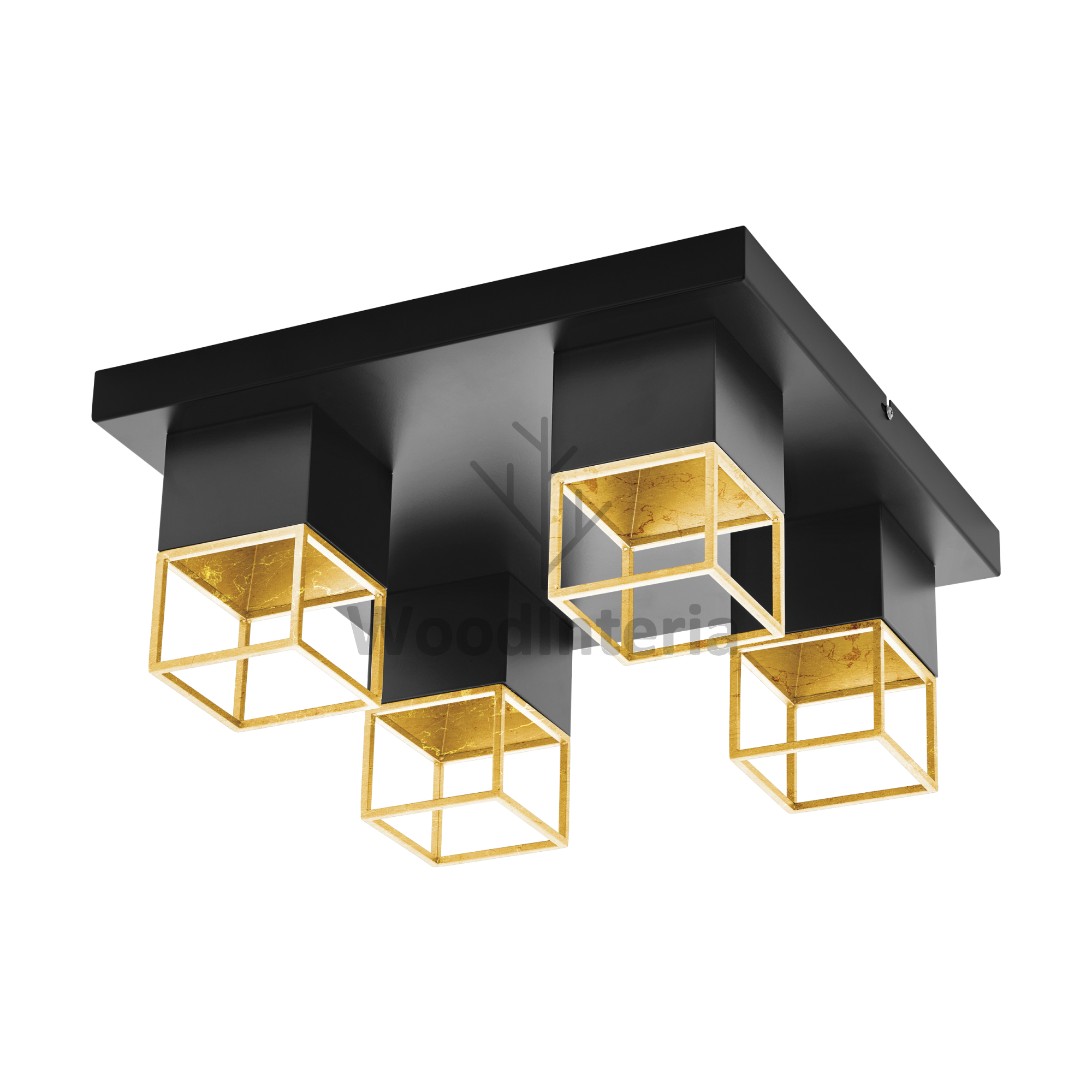 фото потолочный светильник black cubes 4 в скандинавском интерьере лофт эко | WoodInteria