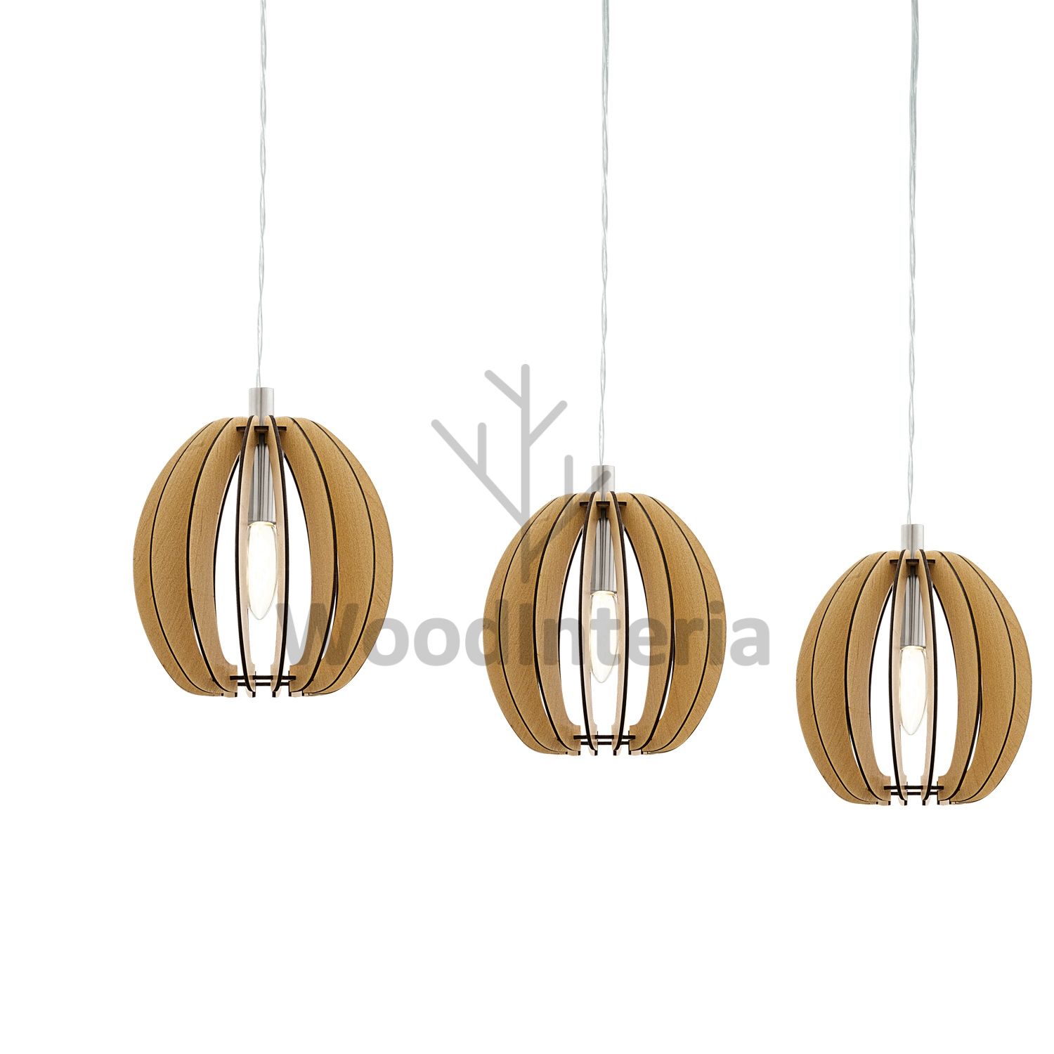 фото подвесной светильник section sphere natural trio в скандинавском интерьере лофт эко | WoodInteria